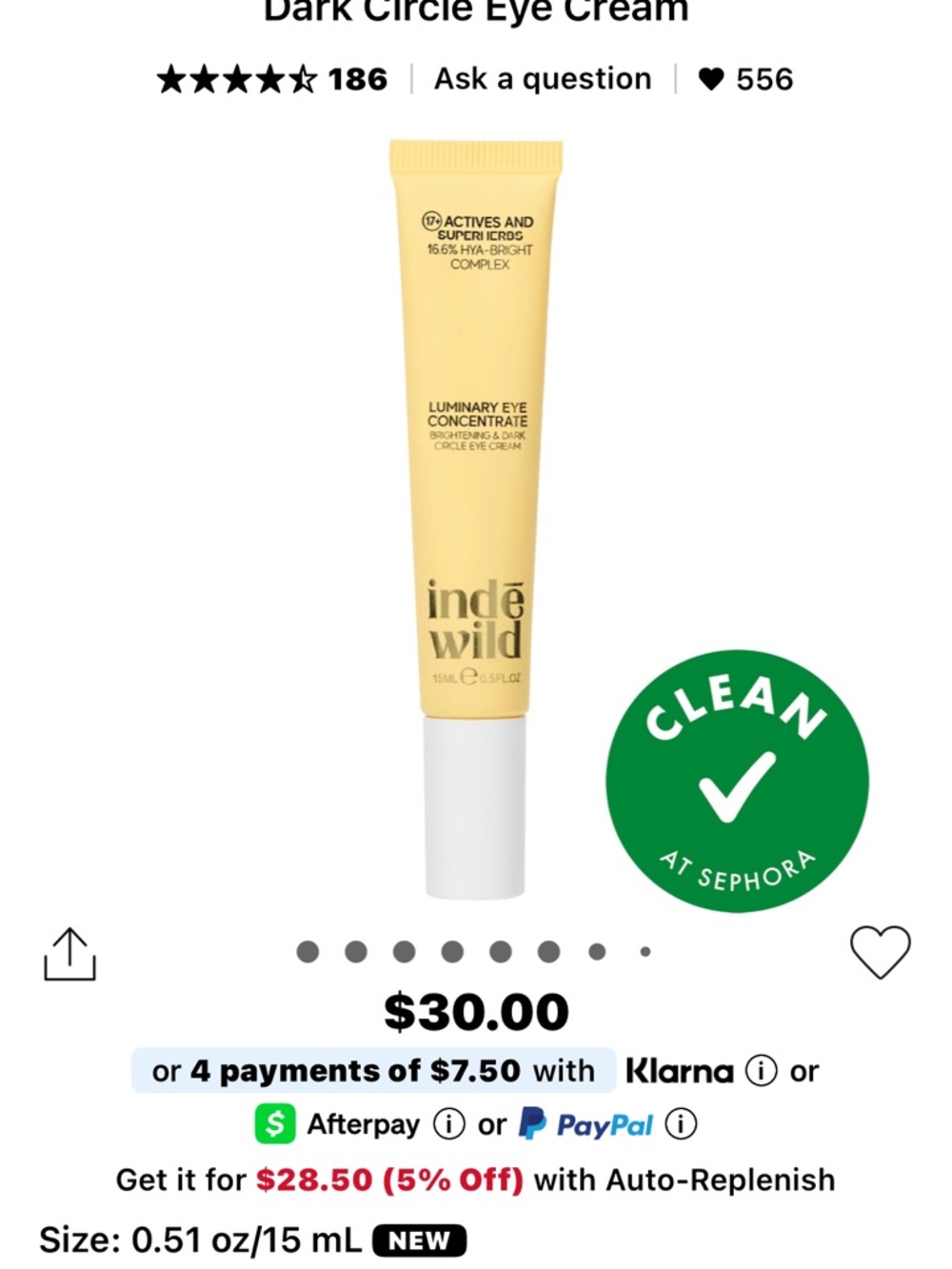 indēwild Luminairy Eye Concentrate - Yellow Eye Cream Tube